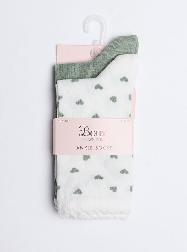 Boux Avenue 2 Pack Heart Cotton Ankle Socks - Pistachio