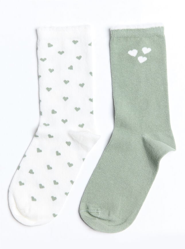 boux avenue 2 pack heart cotton ankle socks - Pistachio