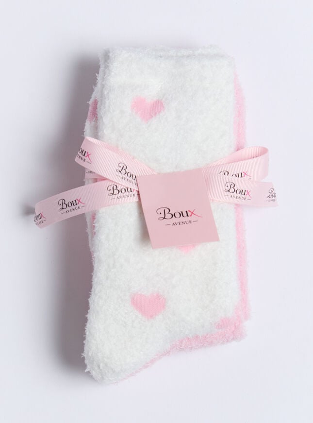 Boux Avenue 2 Pack Heart Fluffy Ankle Socks - Pink Mix