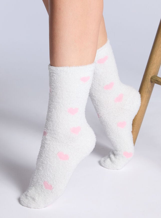Boux Avenue 2 Pack Heart Fluffy Ankle Socks - Pink Mix