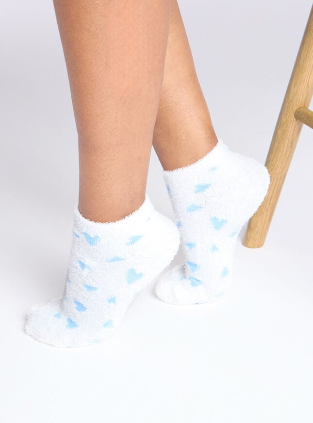 Boux Avenue 2 Pack Heart Fluffy Trainer Socks - Blue Mix