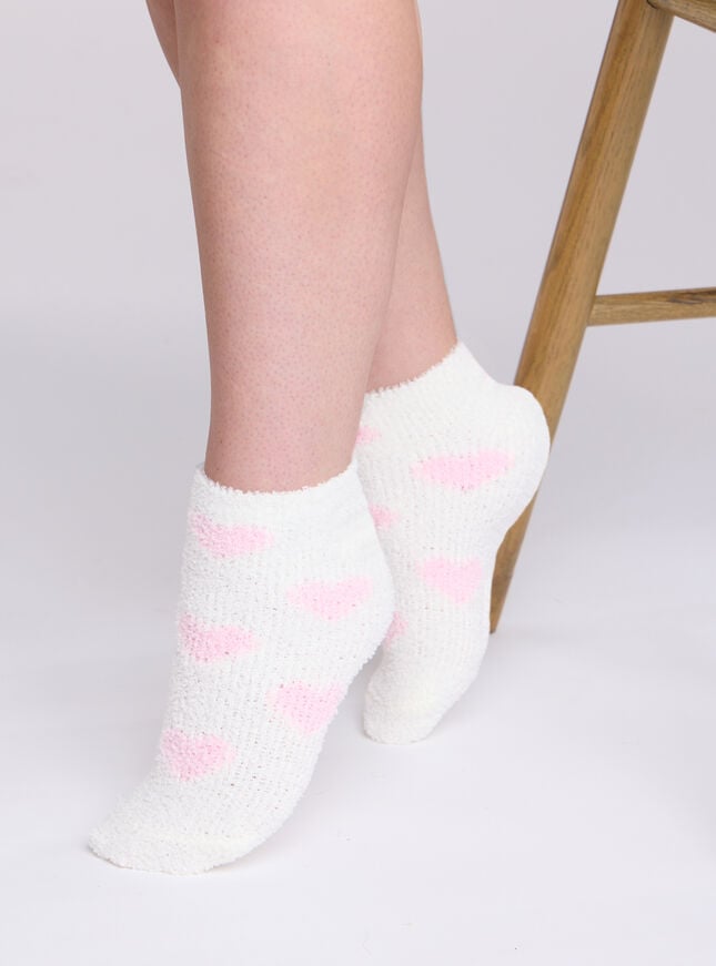 Boux Avenue 2 Pack Heart Fluffy Trainer Socks - Pink Mix