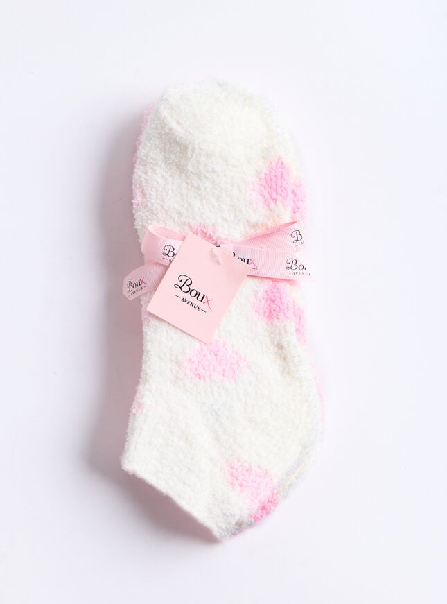 Boux Avenue 2 Pack Heart Fluffy Trainer Socks - Pink Mix