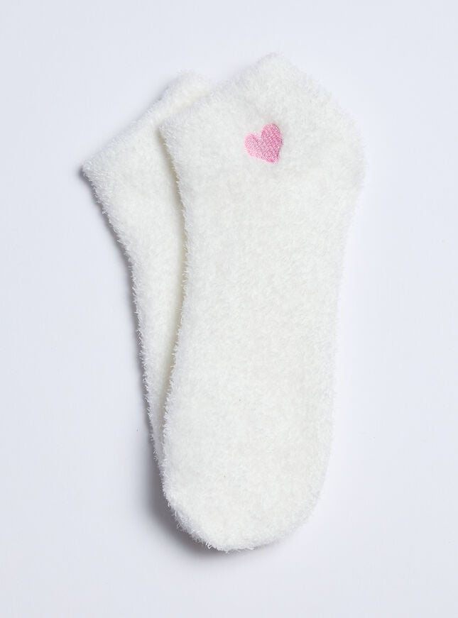 Boux Avenue 2 Pack Heart Fluffy Trainer Socks - Pink Mix