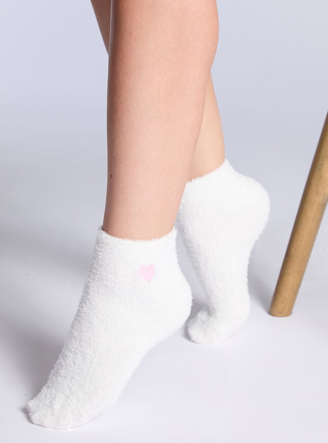 Boux Avenue 2 Pack Heart Fluffy Trainer Socks - Pink Mix