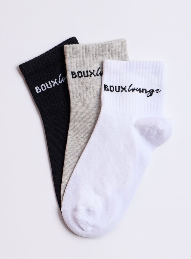 boux avenue 3 pack Boux lounge ankle socks - Grey Mix