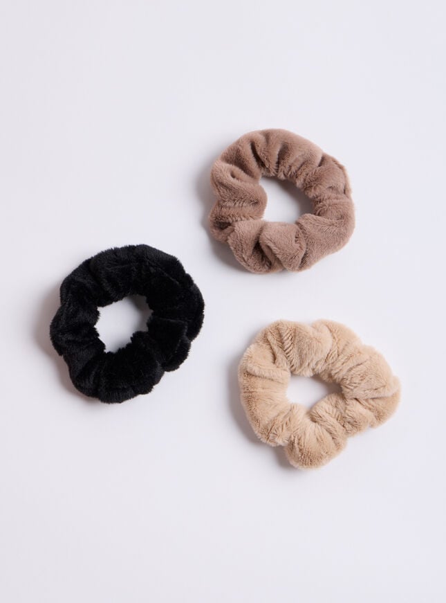 Boux Avenue 3 Pack Plush Hair Scrunchies - Neutral Mix