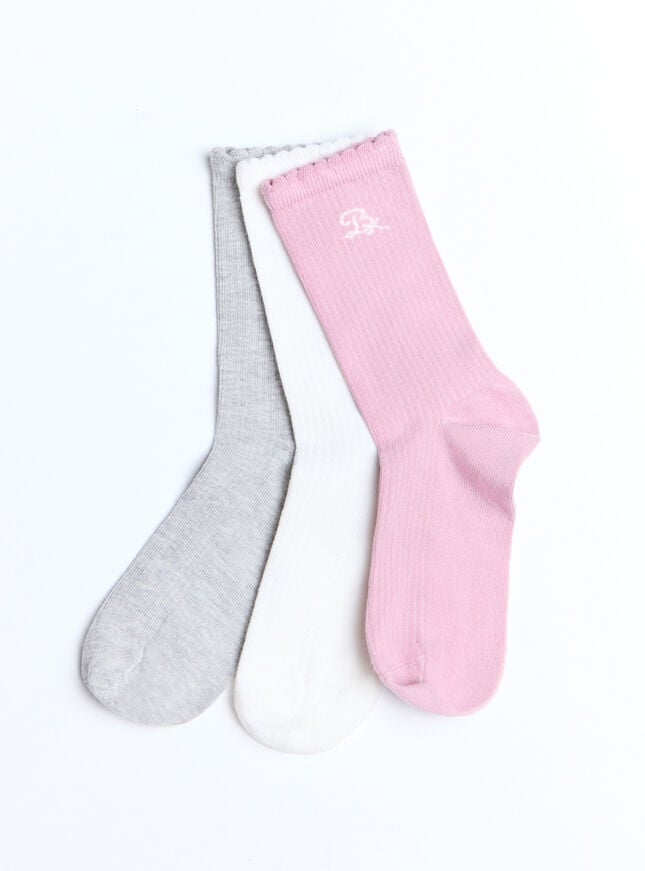 boux avenue 3 pack scallop cotton ankle socks - Pink Mix