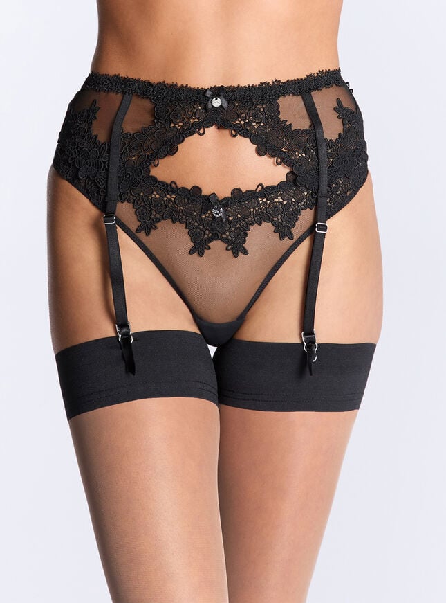 boux avenue Alyssa embroidered suspender belt - Black
