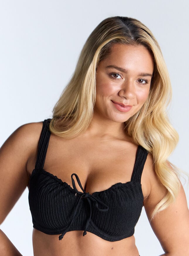 boux avenue Amalfi crinkle balconette bikini top - Black