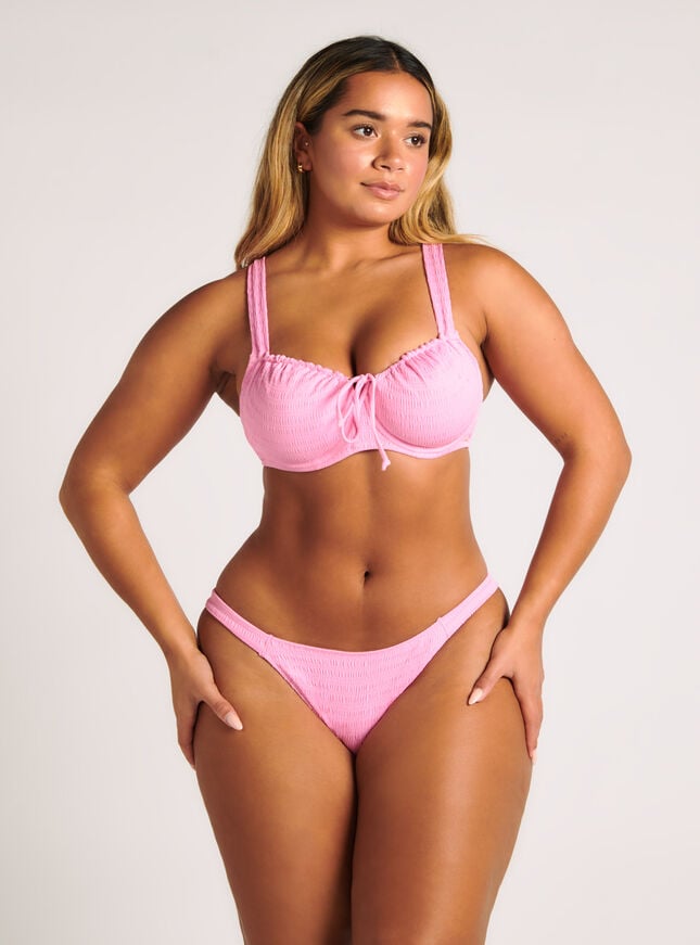 Boux Avenue Amalfi Crinkle Brazilian Bikini Bottoms - Pink