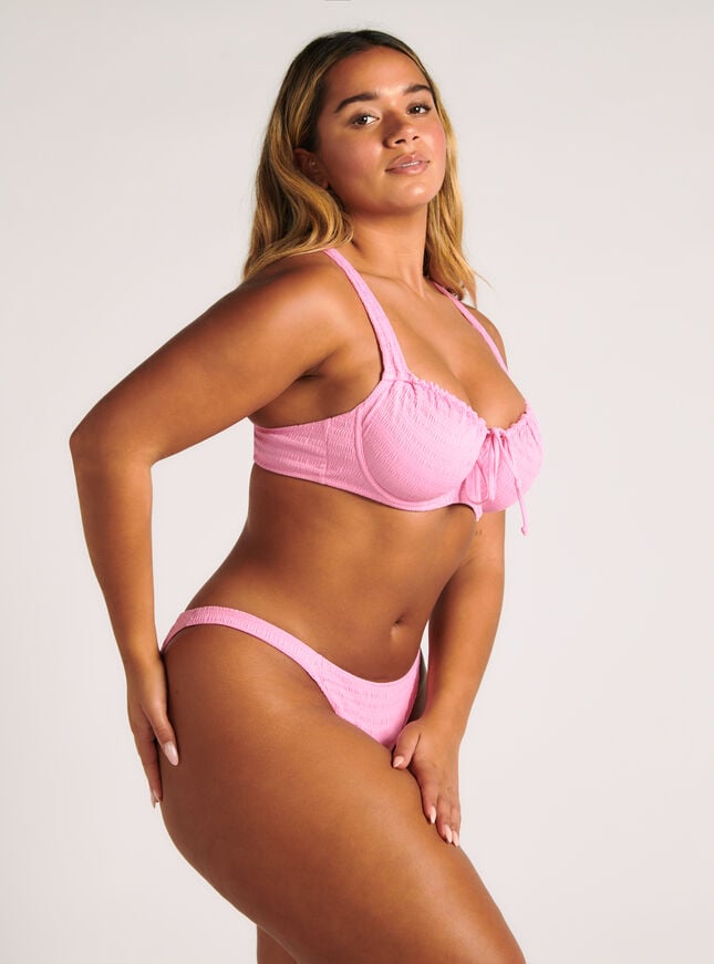 Boux Avenue Amalfi Crinkle Brazilian Bikini Bottoms - Pink