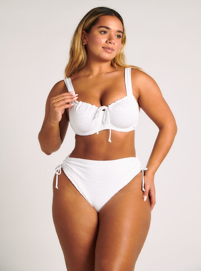 Boux Avenue Amalfi Crinkle High Waist Bikini Briefs - White