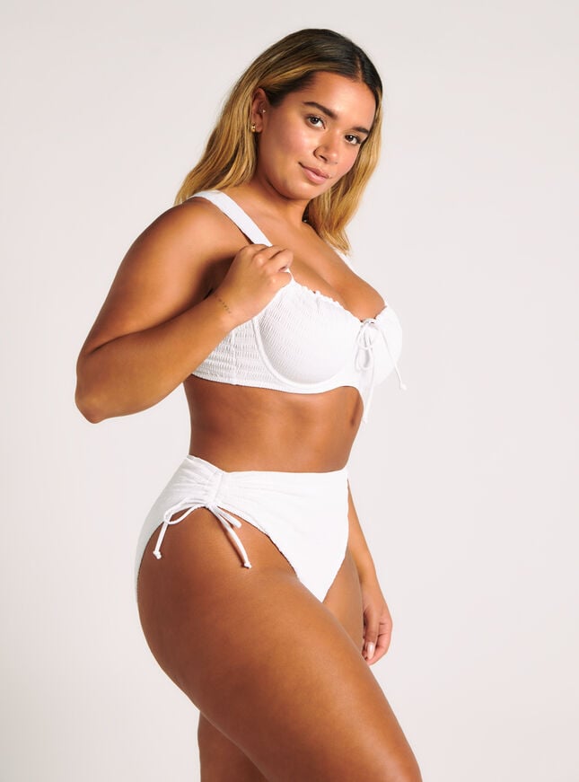 Boux Avenue Amalfi Crinkle High Waist Bikini Briefs - White