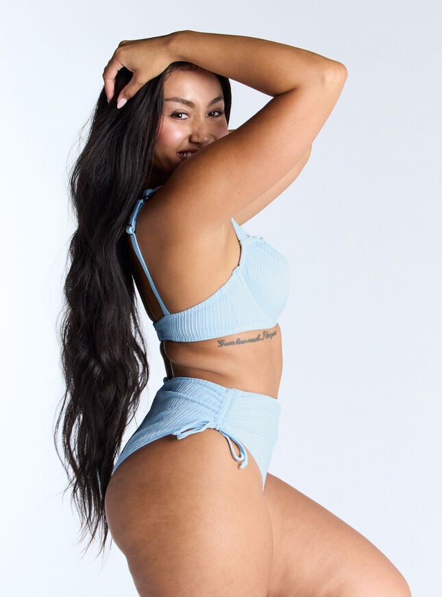 Boux Avenue Amalfi Crinkle High-waisted Bikini Bottoms - Powder Blue