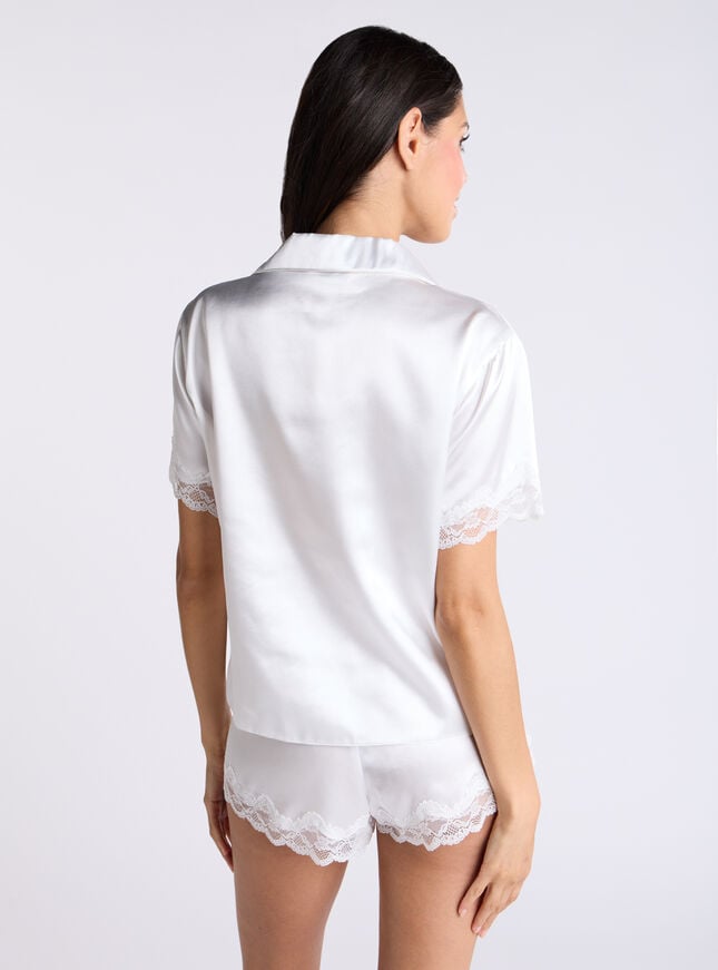 Boux Avenue Amelia Satin Short Pyjama Set - Ivory Mix