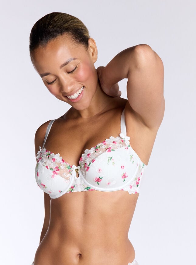 boux avenue Blossom embroidered balconette bra - White Mix