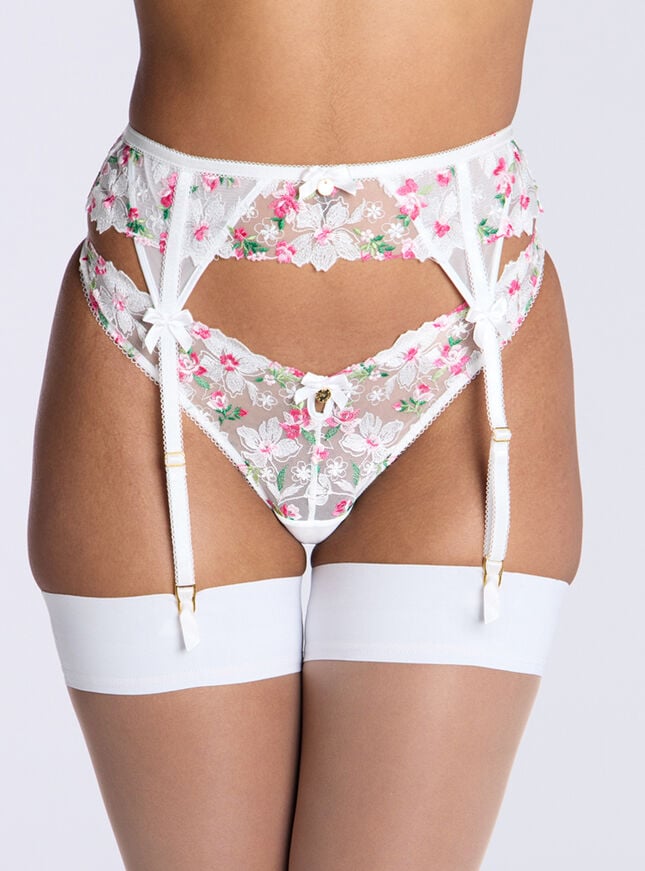 boux avenue Blossom embroidered suspender belt - White Mix