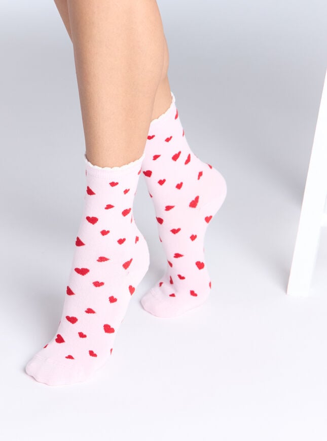Boux Avenue 2 Pack Heart Ankle Socks - Pink Mix
