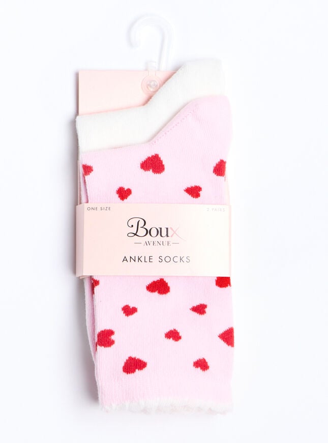 Boux Avenue 2 Pack Heart Ankle Socks - Pink Mix