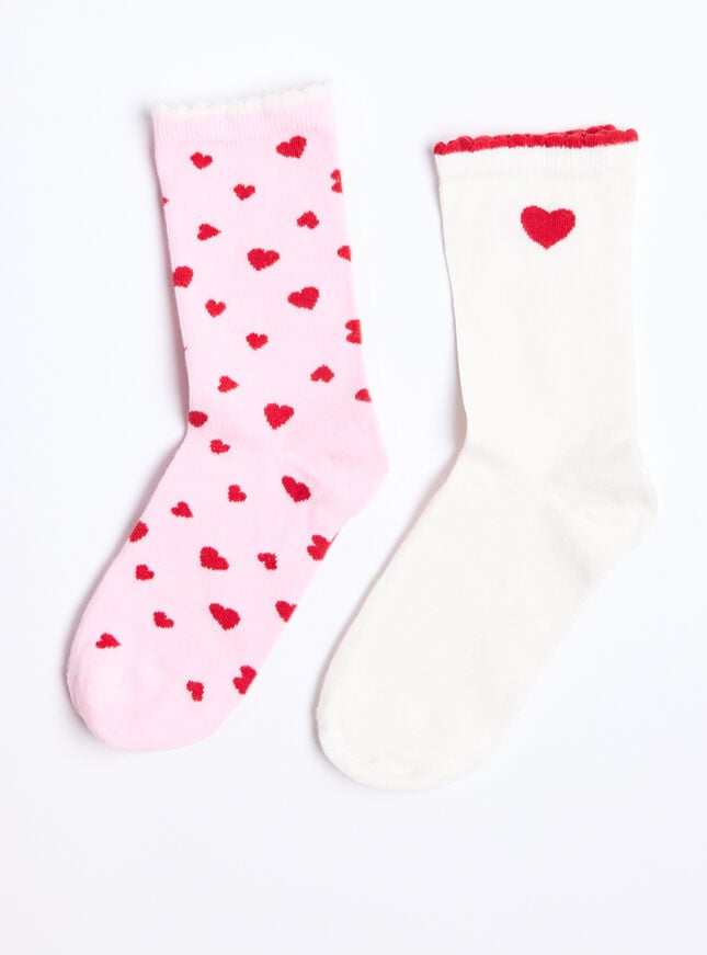 boux avenue 2 pack heart ankle socks - Pink Mix