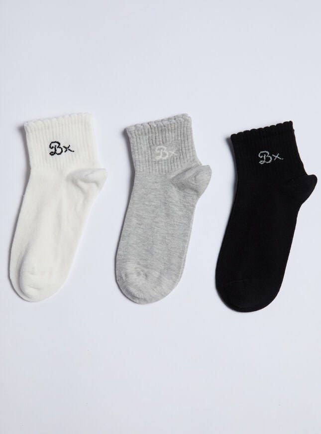 Boux Avenue 3 Pack Boux Cotton Midi Socks - Grey Mix