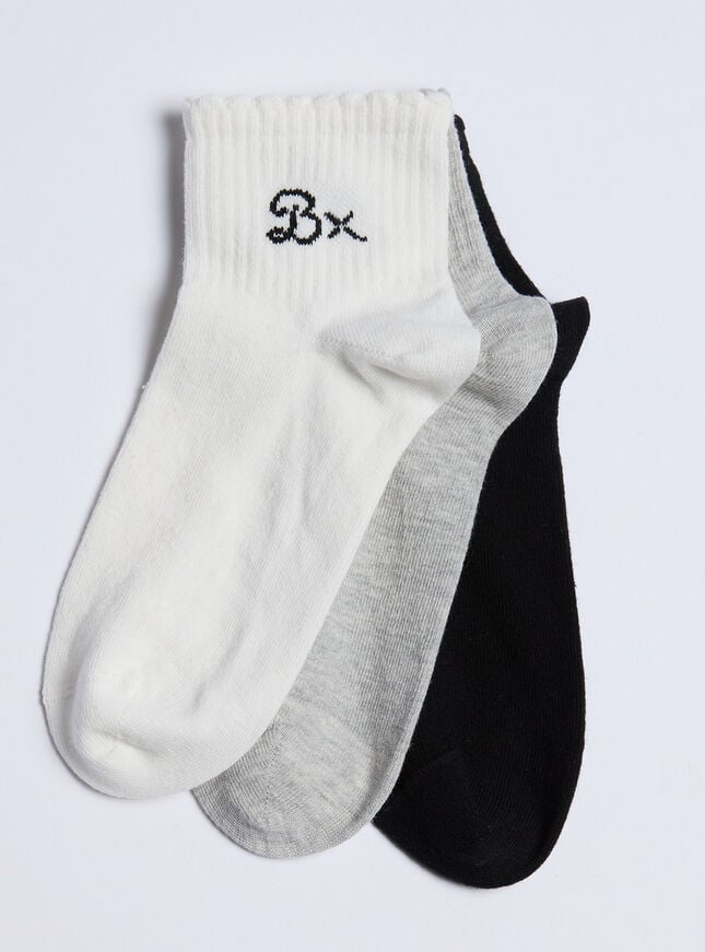 boux avenue 3 pack Boux cotton midi socks - Grey Mix