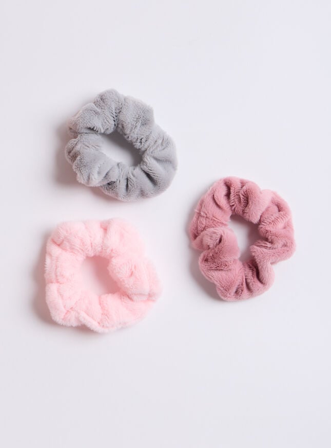 Boux Avenue 3 Pack Plush Hair Scrunchies - Pink Mix
