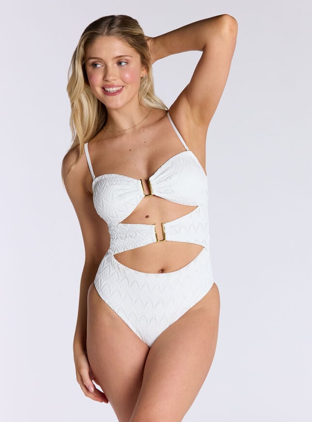 boux avenue Adria textured bandeu swimsuit - White