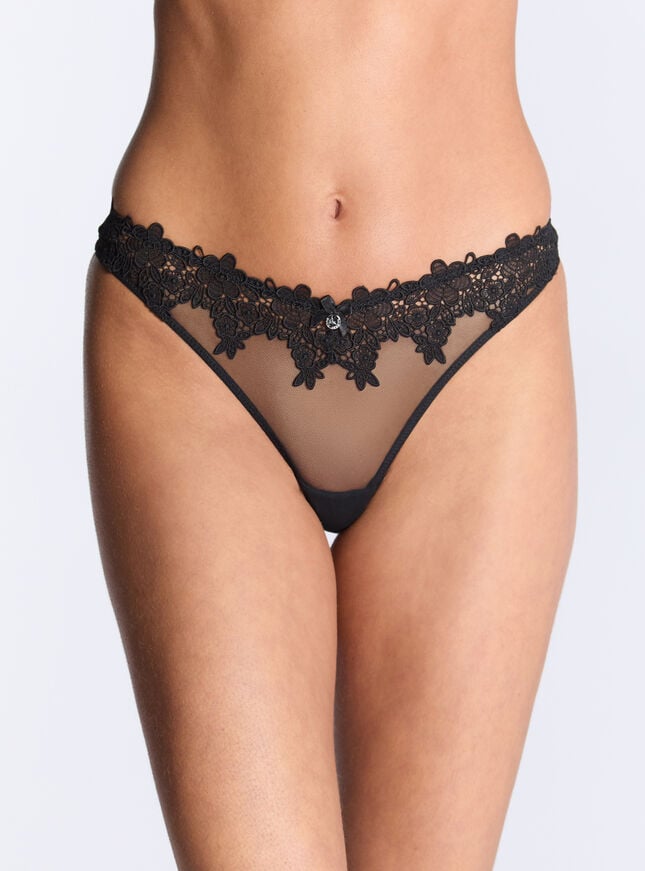 boux avenue Alyssa embroidered thong - Black