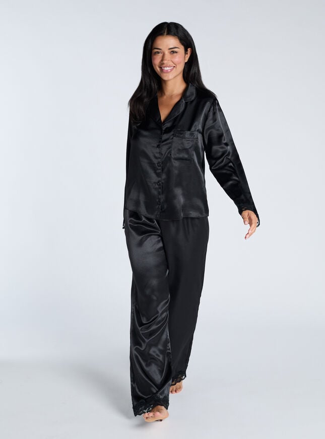 boux avenue Amelia satin pyjama set - Black