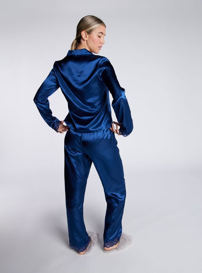Boux Avenue Amelia Satin Pyjama Set - Navy