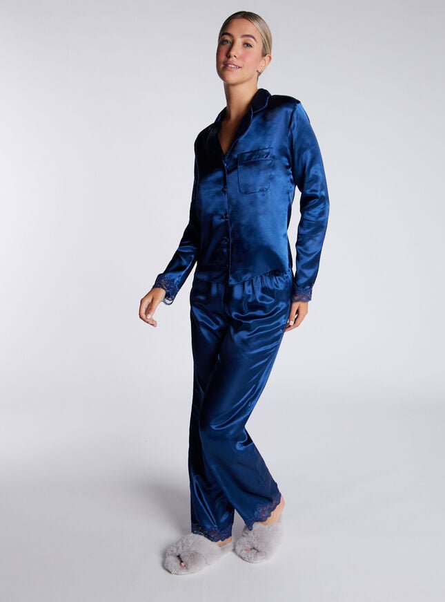 Boux Avenue Amelia Satin Pyjama Set - Navy