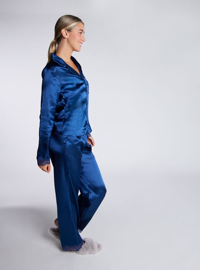 Boux Avenue Amelia Satin Pyjama Set - Navy