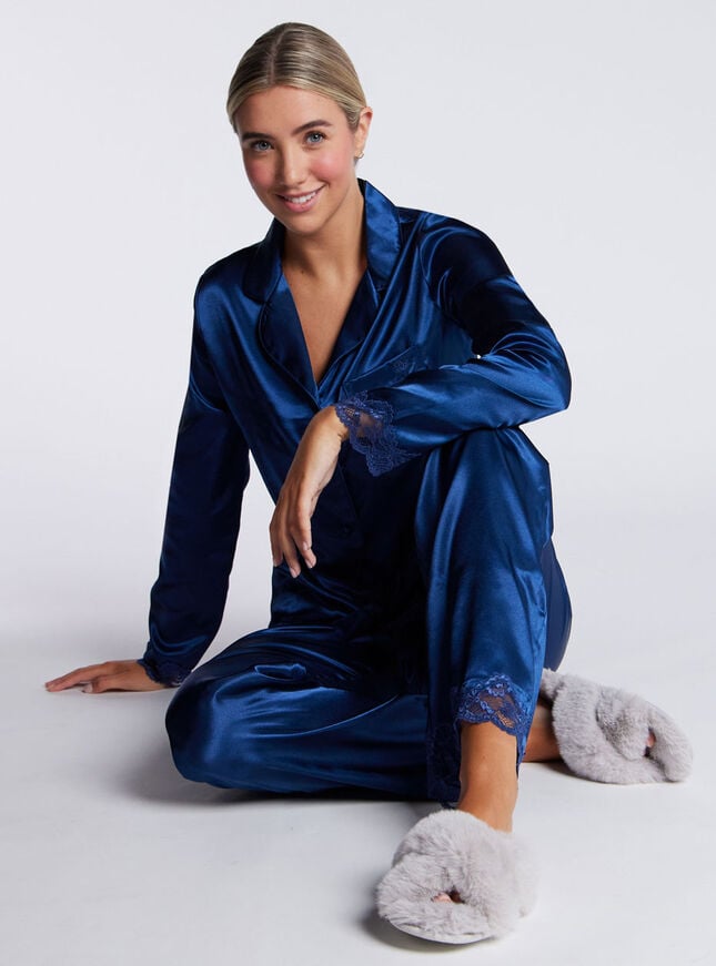 boux avenue Amelia satin pyjama set - Navy