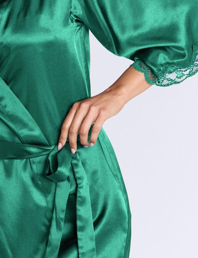 Boux Avenue Amelia Satin Short Robe - Green