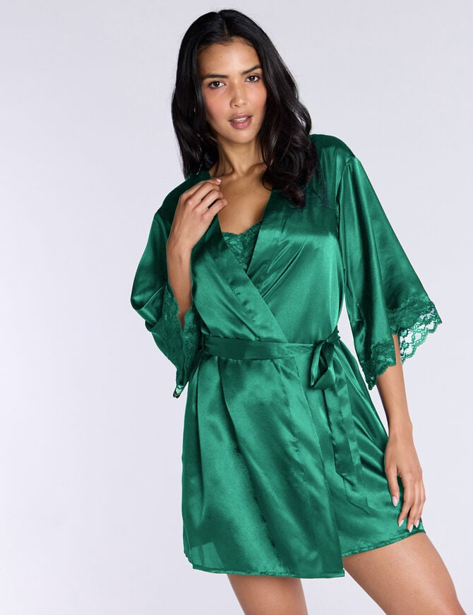 boux avenue Amelia satin short robe - Green