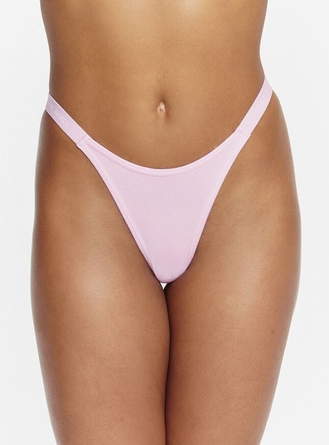 boux avenue Amiee ribbed high leg thong - Light Pink