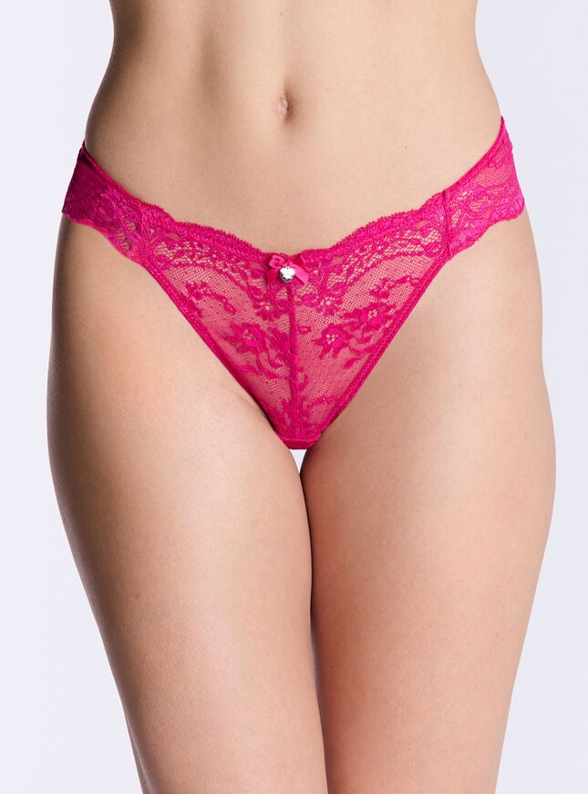 boux avenue Angelica lace thong - Raspberry