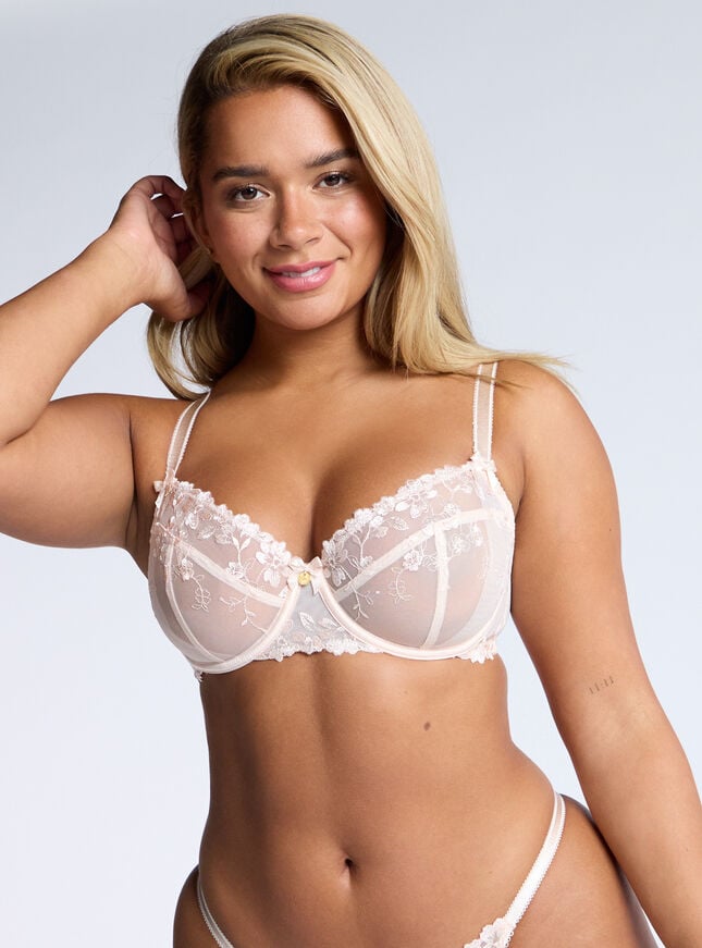 Boux Avenue Annabella Sheer Balconette Bra - Oyster