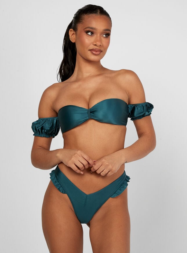 Boux Avenue Beja Ruched Bikini Briefs - Teal