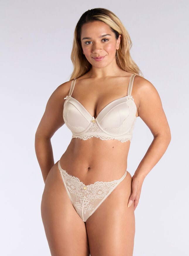 Boux Avenue Betsy Satin Plunge Bra - Ivory