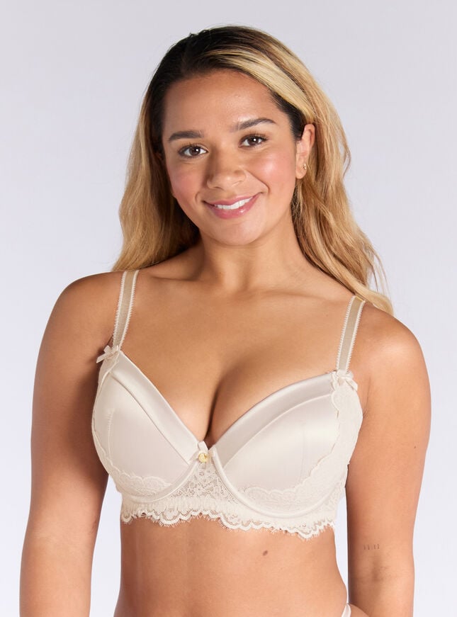 boux avenue Betsy satin plunge bra - Ivory