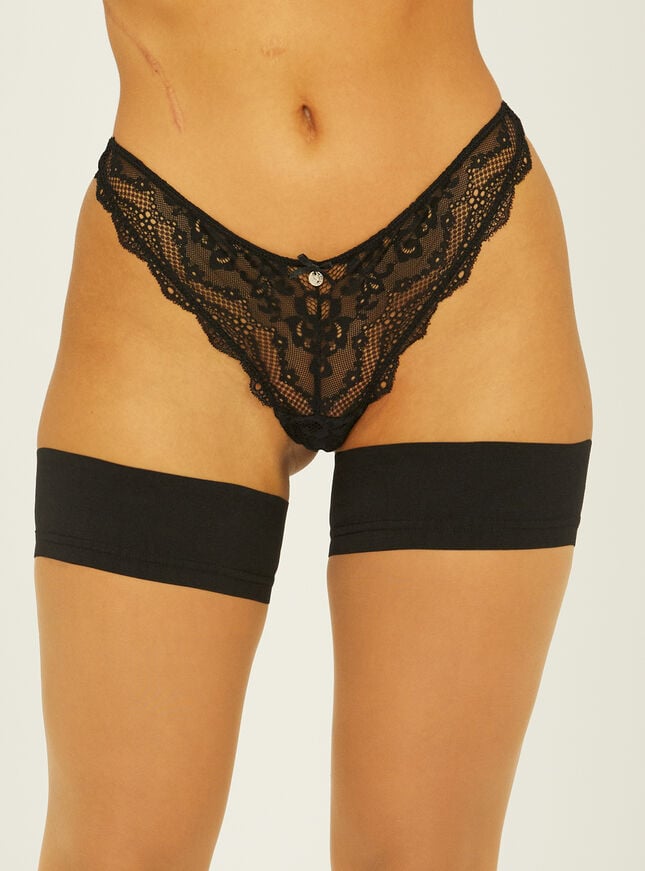 boux avenue Black plain top hold ups - Nude