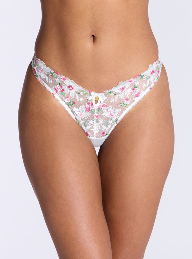 boux avenue Blossom embroidered thong - White Mix