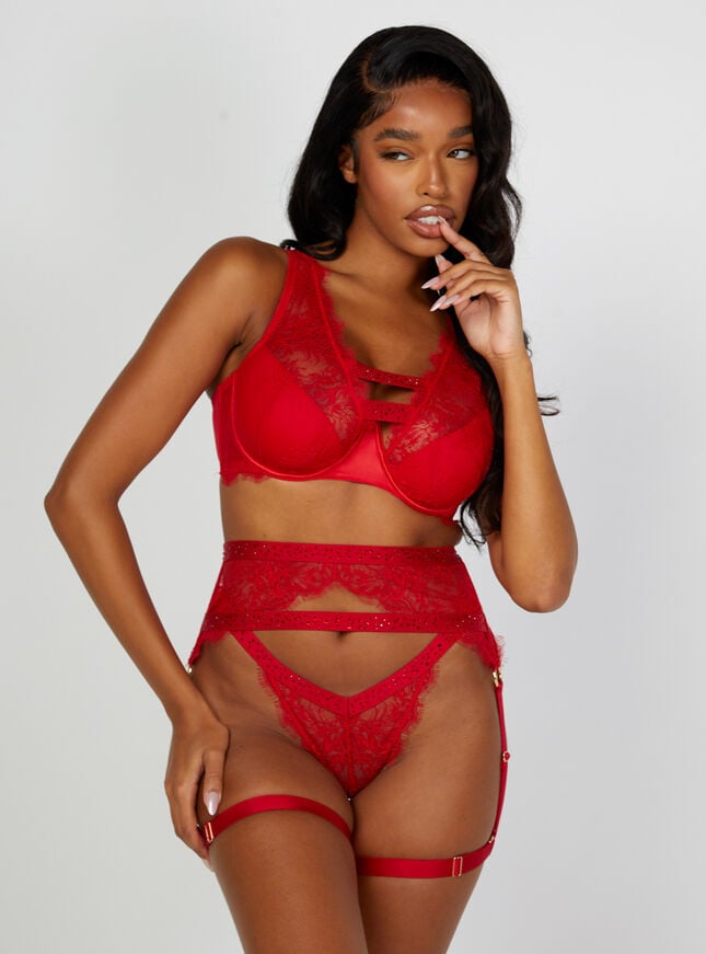 Boux Avenue Bouxtique Jessica Leg Harness - Dark Red