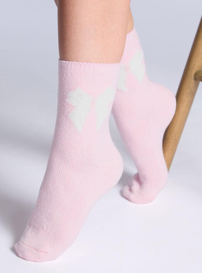 Boux Avenue Bow Fleece Ankle Socks - Pink Mix