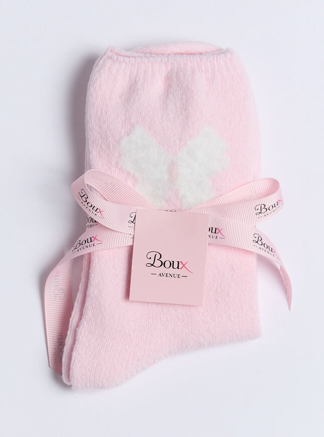 Boux Avenue Bow Fleece Ankle Socks - Pink Mix
