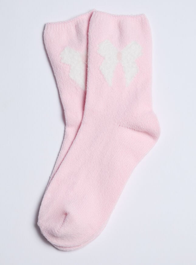 boux avenue Bow fleece ankle socks - Pink Mix