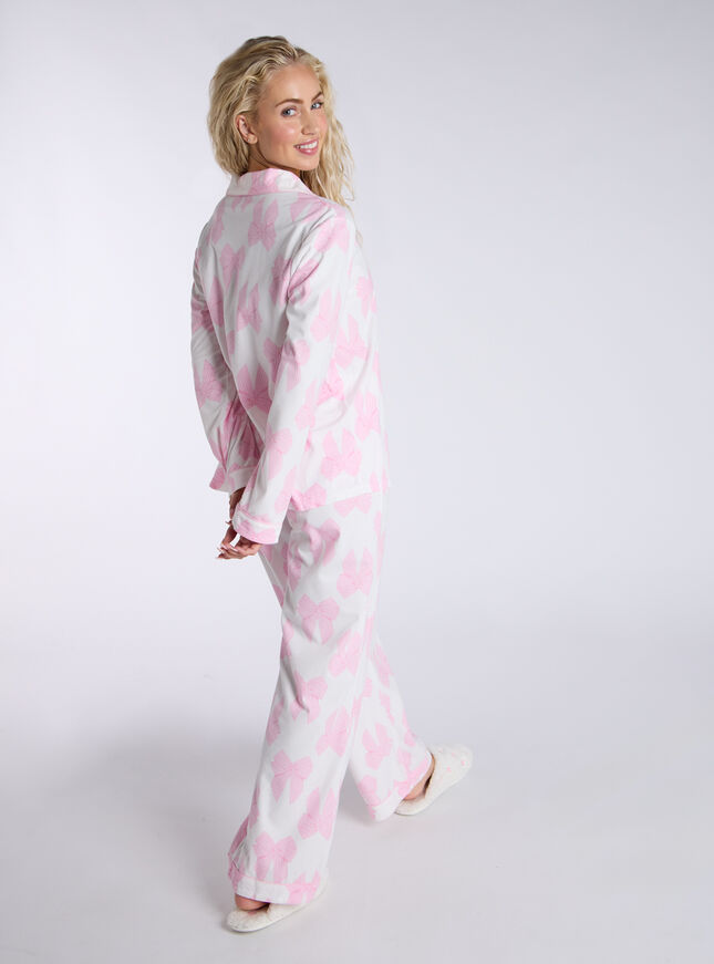 Boux Avenue Bow Fleece Pyjamas In A Bag - Ivory Mix